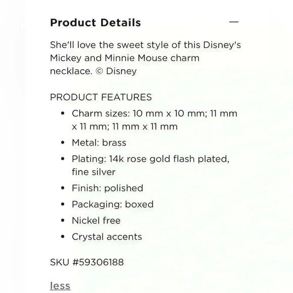 Disney’s Mickey Mouse & Minnie Mouse Two Tone Crystal Heart Charm Bracelet - Picture 4 of 4